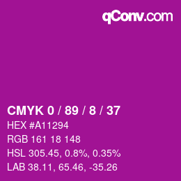 Color code: CMYK 0 / 89 / 8 / 37 | qconv.com
