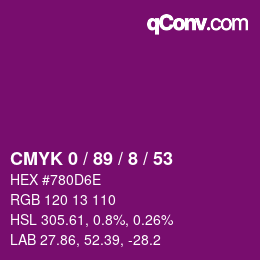 颜色代码: CMYK 0 / 89 / 8 / 53 | qconv.com