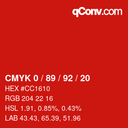 Color code: CMYK 0 / 89 / 92 / 20 | qconv.com