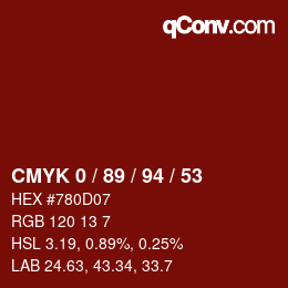 Color code: CMYK 0 / 89 / 94 / 53 | qconv.com