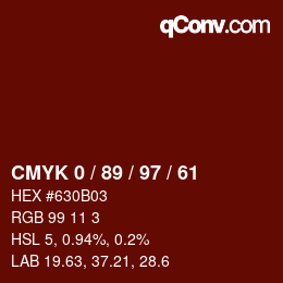 颜色代码: CMYK 0 / 89 / 97 / 61 | qconv.com