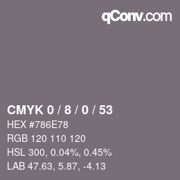 カラーコード: CMYK 0 / 8 / 0 / 53 | qconv.com