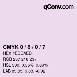 カラーコード: CMYK 0 / 8 / 0 / 7 | qconv.com