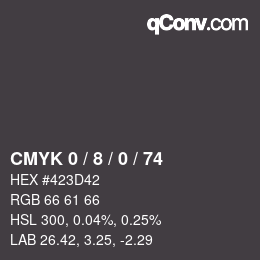 カラーコード: CMYK 0 / 8 / 0 / 74 | qconv.com