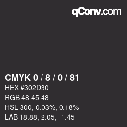 颜色代码: CMYK 0 / 8 / 0 / 81 | qconv.com