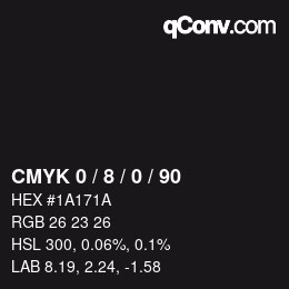 颜色代码: CMYK 0 / 8 / 0 / 90 | qconv.com