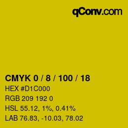 颜色代码: CMYK 0 / 8 / 100 / 18 | qconv.com
