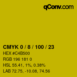 Código de color: CMYK 0 / 8 / 100 / 23 | qconv.com