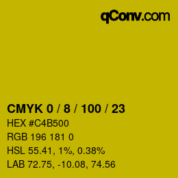 カラーコード: CMYK 0 / 8 / 100 / 23 | qconv.com