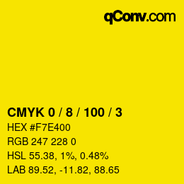 Código de color: CMYK 0 / 8 / 100 / 3 | qconv.com