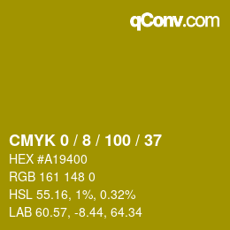 カラーコード: CMYK 0 / 8 / 100 / 37 | qconv.com