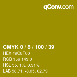 颜色代码: CMYK 0 / 8 / 100 / 39 | qconv.com