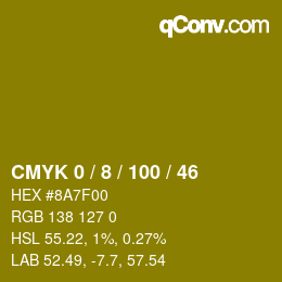 Color code: CMYK 0 / 8 / 100 / 46 | qconv.com
