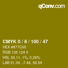 Color code: CMYK 0 / 8 / 100 / 47 | qconv.com