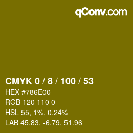 颜色代码: CMYK 0 / 8 / 100 / 53 | qconv.com