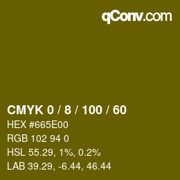 カラーコード: CMYK 0 / 8 / 100 / 60 | qconv.com