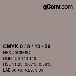 颜色代码: CMYK 0 / 8 / 10 / 39 | qconv.com