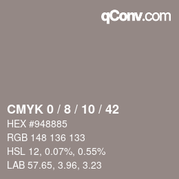 カラーコード: CMYK 0 / 8 / 10 / 42 | qconv.com