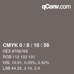 カラーコード: CMYK 0 / 8 / 10 / 56 | qconv.com