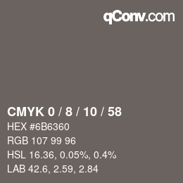 カラーコード: CMYK 0 / 8 / 10 / 58 | qconv.com