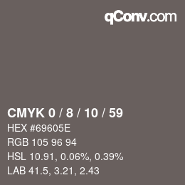 カラーコード: CMYK 0 / 8 / 10 / 59 | qconv.com