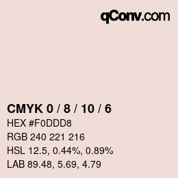 カラーコード: CMYK 0 / 8 / 10 / 6 | qconv.com
