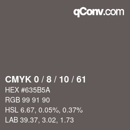 カラーコード: CMYK 0 / 8 / 10 / 61 | qconv.com