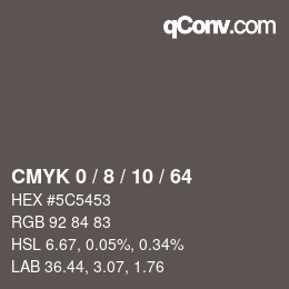 カラーコード: CMYK 0 / 8 / 10 / 64 | qconv.com