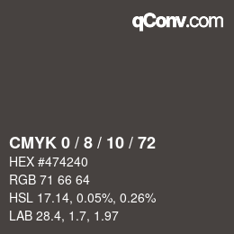 颜色代码: CMYK 0 / 8 / 10 / 72 | qconv.com