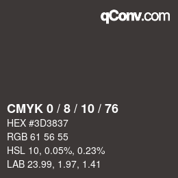カラーコード: CMYK 0 / 8 / 10 / 76 | qconv.com