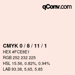 カラーコード: CMYK 0 / 8 / 11 / 1 | qconv.com
