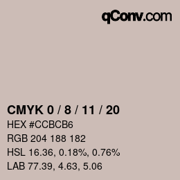 颜色代码: CMYK 0 / 8 / 11 / 20 | qconv.com