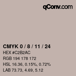 カラーコード: CMYK 0 / 8 / 11 / 24 | qconv.com