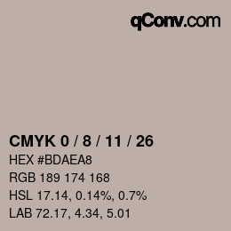 カラーコード: CMYK 0 / 8 / 11 / 26 | qconv.com