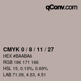 颜色代码: CMYK 0 / 8 / 11 / 27 | qconv.com
