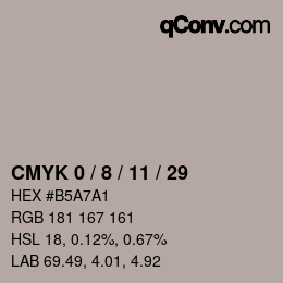 颜色代码: CMYK 0 / 8 / 11 / 29 | qconv.com