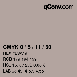 カラーコード: CMYK 0 / 8 / 11 / 30 | qconv.com