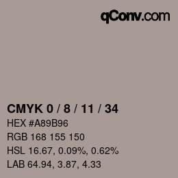 颜色代码: CMYK 0 / 8 / 11 / 34 | qconv.com