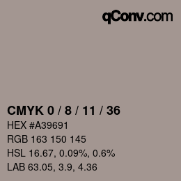 カラーコード: CMYK 0 / 8 / 11 / 36 | qconv.com