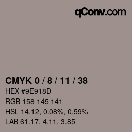 颜色代码: CMYK 0 / 8 / 11 / 38 | qconv.com