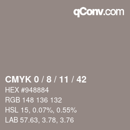 颜色代码: CMYK 0 / 8 / 11 / 42 | qconv.com