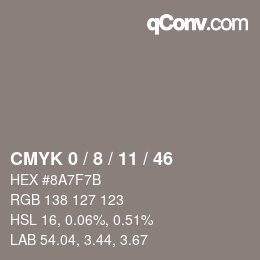 Color code: CMYK 0 / 8 / 11 / 46 | qconv.com