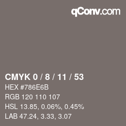 颜色代码: CMYK 0 / 8 / 11 / 53 | qconv.com