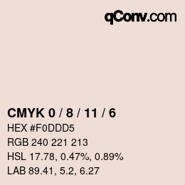 カラーコード: CMYK 0 / 8 / 11 / 6 | qconv.com