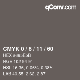 カラーコード: CMYK 0 / 8 / 11 / 60 | qconv.com