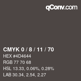 颜色代码: CMYK 0 / 8 / 11 / 70 | qconv.com
