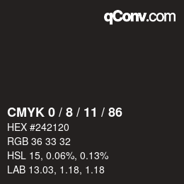 颜色代码: CMYK 0 / 8 / 11 / 86 | qconv.com