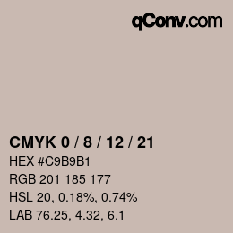 カラーコード: CMYK 0 / 8 / 12 / 21 | qconv.com