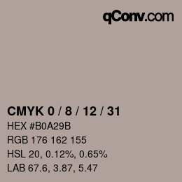 カラーコード: CMYK 0 / 8 / 12 / 31 | qconv.com
