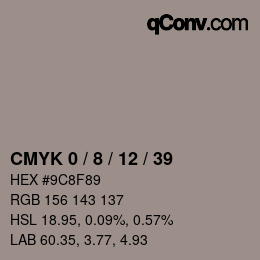 カラーコード: CMYK 0 / 8 / 12 / 39 | qconv.com